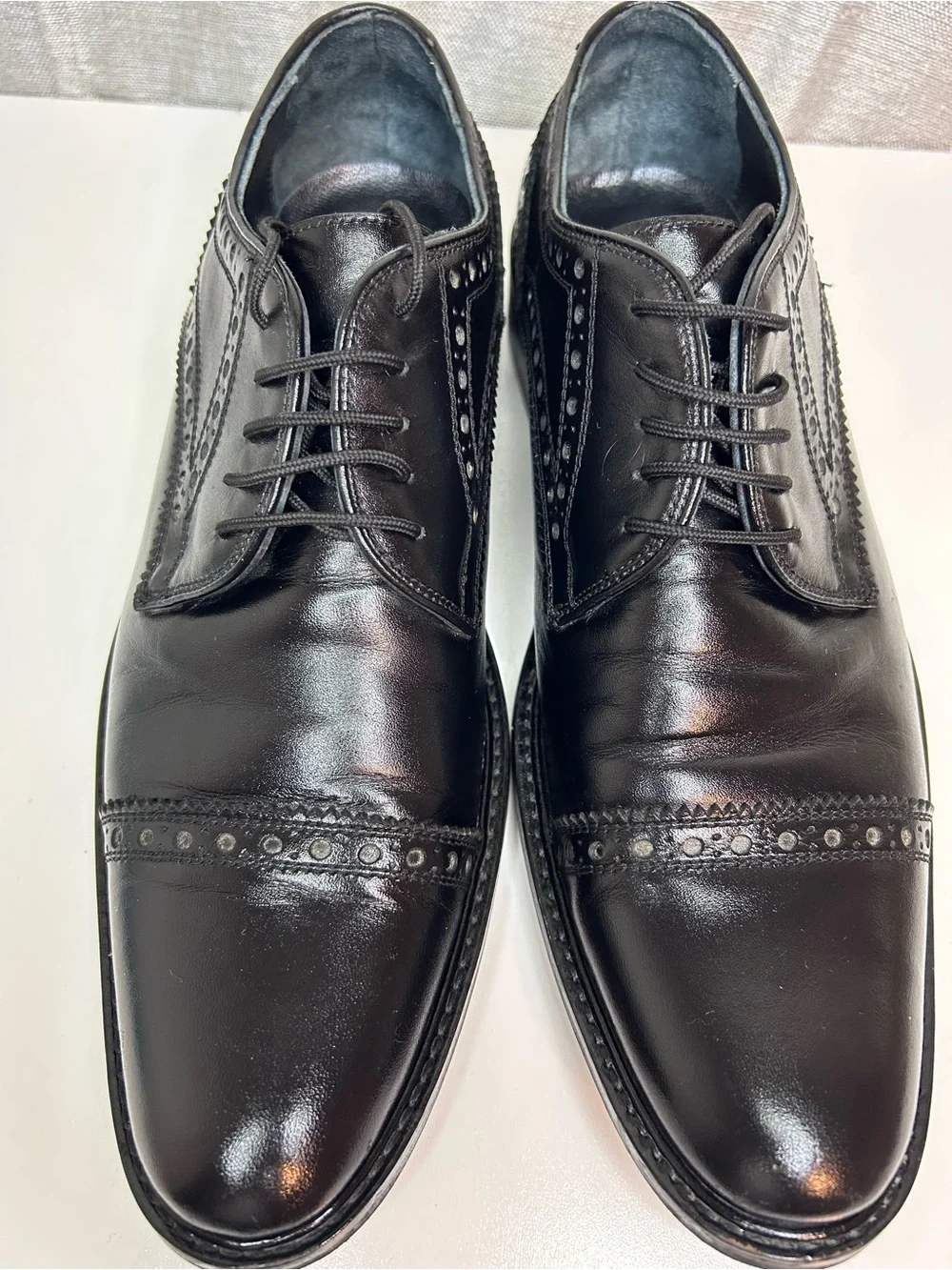 Beta Black Leather Cap Toe Oxford Dress Shoes EU 41 Worn Once